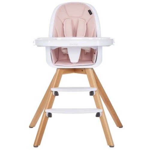 Evolur Zoodle 2 in 1 Baby High Chair, Easy to Clean, Removable Tray, Compact and Portable Convertible High Chair for Babies and Toddlers, Pink