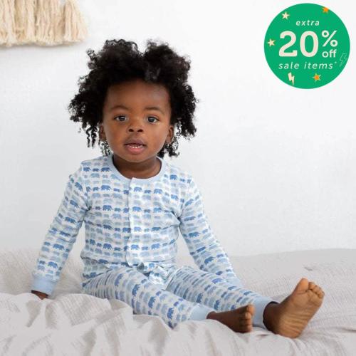 blue dancing elephants organic cotton magnetic coverall – Magnetic Me