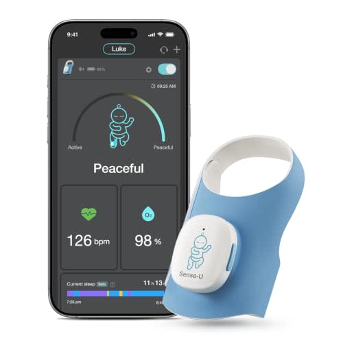 Sense-U Smart Sock Shoe 2 Baby Monitor – Tracks Heart Rate & Sleep Patterns with Transmissive PPG Foot Sensor, for 1–12 Months