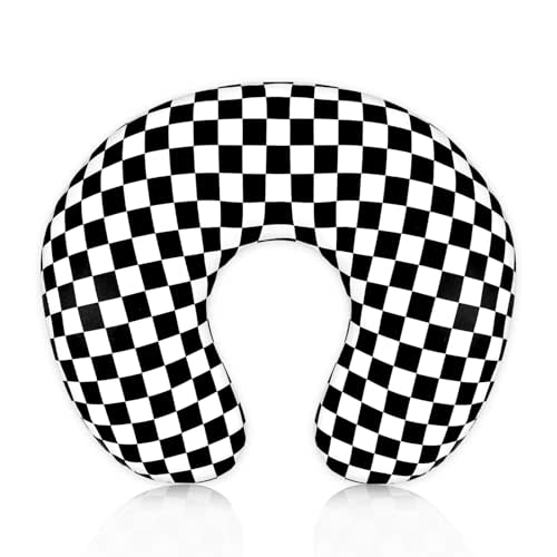 DILIMI Nursing Pillow Cover, Stretchy Removable Case for Breastfeeding Pillows, Ultra Soft Comfortable Slipcover for Baby Girl and Boy, Black Checkerboard