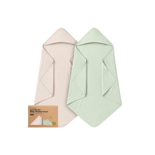 2-Pack Lyra Muslin Hooded Towels, Small