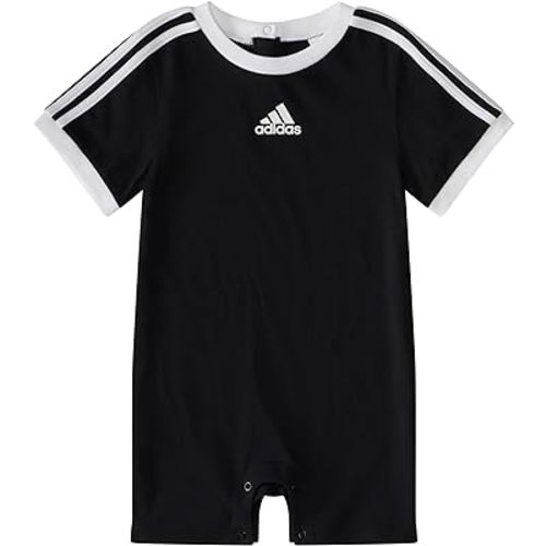 adidas baby-boys Short Sleeve 3-stripe Shortie Romper