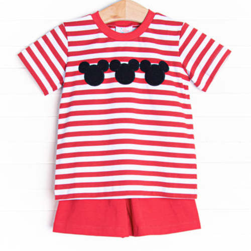 Mouse Ear Magic Applique Short Set, Red Stripe – Stitchy Fish