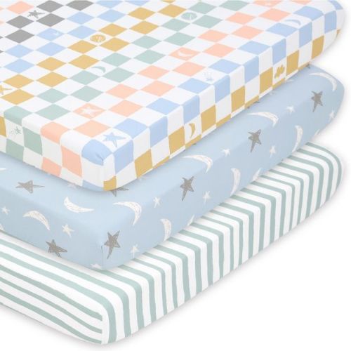 The Peanutshell Whimsical Floral 3-Pack Fitted Playard Sheets