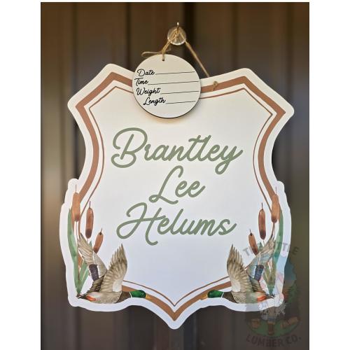 Duck Printed Custom Personalized Name Sign | Hospital Door Hanger | Mallard Duck Announcement | Custom Baby Name Sign | Name Signs | Sign