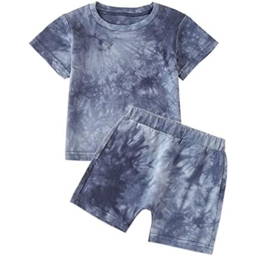 Baby Boys Clothes Tie Dye Summer Outfits Infant Toddler Boy Short Sleeve T-Shirt Top Short Pants 2Pcs Set