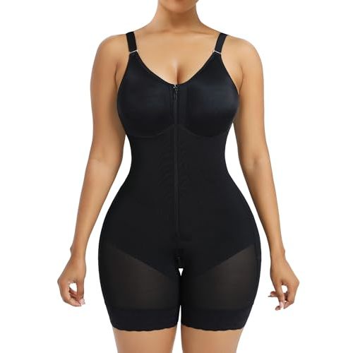 YIANNA Fajas Colombianas Postpartum Shapewear for Women Tummy Control Butt Lifter Body Shaper with Zipper Crotch