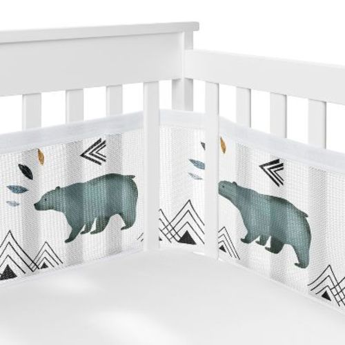 Sweet Jojo Designs Boy BreathableBaby Breathable Mesh Crib Liner Bear Mountain Blue Black and White