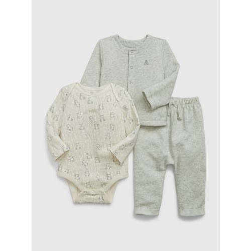 Baby First Favorites Three-Piece Outfit Set in grey, size: 0-3 M