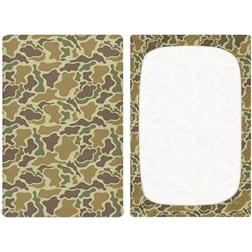 VIGTRO Vintage Duck Hunter Baby Crib Sheets for Boys Girls, Breathable Soft Fitted Crib Playard Sheets Baby Mattress Sheet, S 39x27x5in