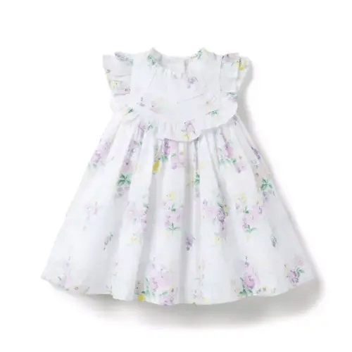 New Arrivals White Floral Baby Floral Lace Trim Dress by Janie and Jack