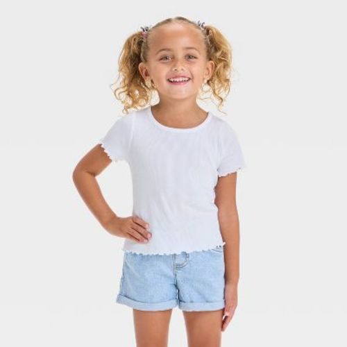 Toddler Girls' Ribbed Solid Knit Short Sleeve T-Shirt - Cat & Jack™