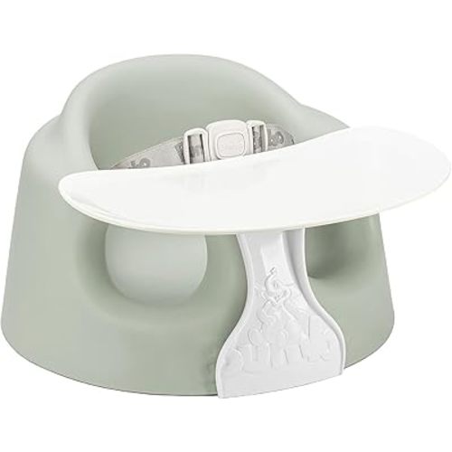 Bumbo Baby Infant Soft Foam Comfortable Support Wide Floor Seat Plus+ with 3 Point Adjustable Harness for Ages 3 to 12 Months, Agave