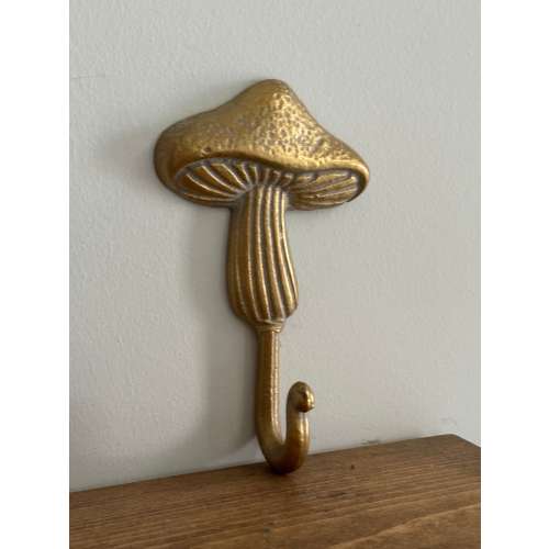 Mushroom Metal Wall Hook, gold hook, towel hook, wall hook, Coat hook, flower hook, wall decor, nature decor