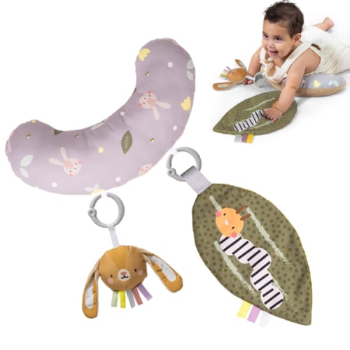 Taf Toys Tummy Time Training Set, Tummy Time Development cushion 0-3 months,Rattle Bunny, Crinckle Leaf Toys Development, Newborn Development ergonomic tummy time toy Baby Toys 0-6 Months Sensory Toys