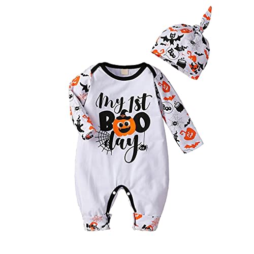 Thorn Tree Infant Newborn Baby Girl Boy Long Sleeve Romper Unisex Baby Halloween Outfits 2Pcs Hat+Jumpsuit Clothes Set
