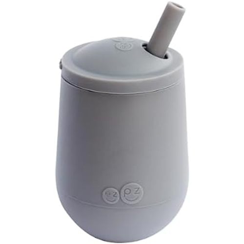 Amazon.com: ez pz Mini Cup + Straw Training System - 100% Silicone Training Cup for Infants + Toddlers - Designed by a Pediatric Feeding Specialist - 9 Months+ (Gray) : Baby