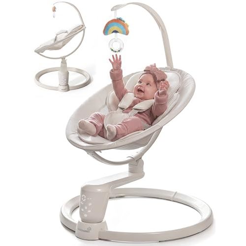 Grownsy Baby Swings for Infants, Dual Motion Side-to-Side & Front-to-Back Baby Swing Rocker with 5 Speeds and Built-in Music, 270° Seat Rotation, 5-Point Harness for Newborn 0-9 Months