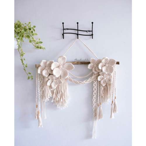 Macrame Flower Wall Hanging, Boho Wall Decor Macrame Wall Hanging, Above Bed Art,  21st Birthday Gift for Her - CANTIKA