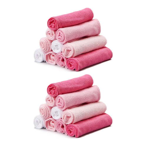 Spasilk 20 Terry Washcloth Wipes Set for Newborns and Infant Boys and Girls, Pink, Ideal Baby Shower Gift Pack