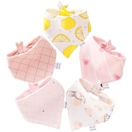5 Pack Baby Drooling Bibs for Boys and Girls Soft Organic Cotton Baby Bandana Bibs Teething Bibs