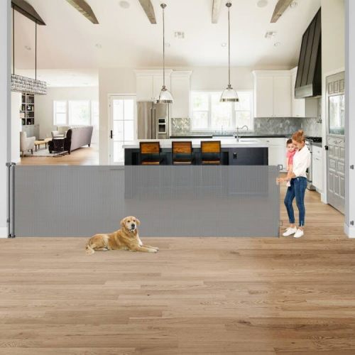 Retractable Baby Gate, 120" Extra Wide ABS Expandable for Livingroom Outdoor, Gray