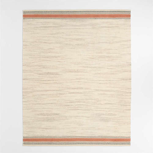 Border Stripe Brulee Brown Chenille Kids Area Rug 6'x9'