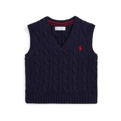 Ralph Lauren Baby Boys Cable-Knit Cotton Sweater Vest - Navy, 12m