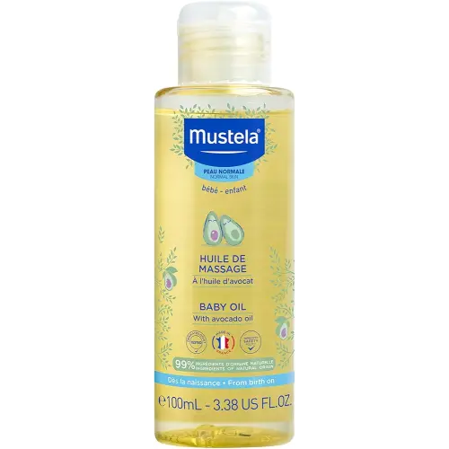 Mustela Baby Oil - Moisturizing Oil for Massage - with Natural Avocado, Pomegranate & Sunflower Oil - 3.38 fl. Oz