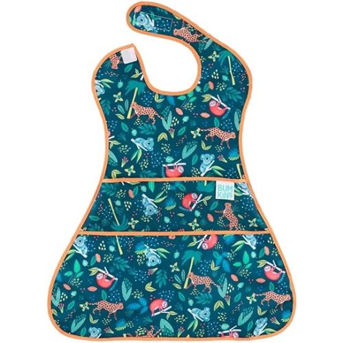 Bumkins Bibs for Girl or Boy, SuperBib Baby and Toddler for 6-24 Months, Full Cover Large Oversize, Essential Must Have for Eating, Feeding, Car Seat, Baby Led Weaning Supplies, Mess Saving, Jungle