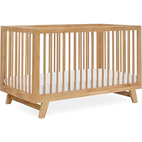 Astin 3-in-1 Convertible Wooden Baby Crib, Natural | Converts to Toddler Bed and Daybed, 4 Adjustable Mattress Support Base Heights, Fits Standard Full-Size Crib Mattress