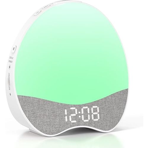 Ok to Wake Alarm Clock for Kids, Sleep Trainer with Night Light, White Noise Sound Machine, Dimmable Digital Display, 21 Soothing Sounds, Gentle Wake-up, Child Lock, for Kid, Toddler, Bedside, Bedroom