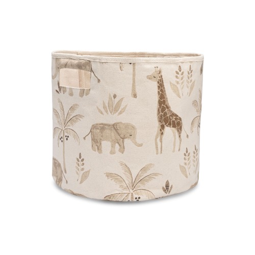 CRANE BABY Kendi Safari Print Round Nursery Storage Bin, BeigeBeige
