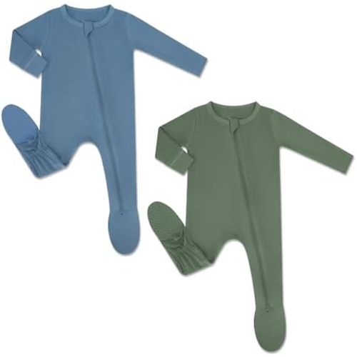 HAPIU Rayon from Bamboo Baby Footed Pajamas, 2 Way Zipper YKK, Footie for Baby Boy Girls, Newborn-24 Months
