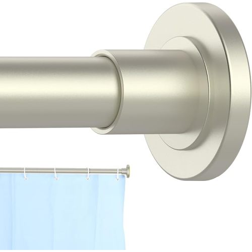 Brushed Nickel Shower Curtain Rod 31 to 80 Inch,1 Inch Diameter Adjustable Spring Tension Stainless Steel Telescoping Rod,Easy Install,No Rust