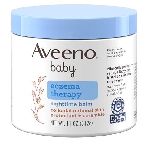 Aveeno Baby Eczema Therapy Nighttime Moisturizing Body Balm, Soothes & Relieves Dry, Itchy Skin from Eczema, HSA/FSA Eligible, Hypoallergenic, Fragrance- & Steroid-Free, 11 oz