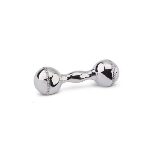Sterling Silver Beaded Dumbbell Baby Rattle