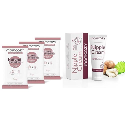 Momcozy Natural Breast Pump Wipes & Nipple Cream Bundle