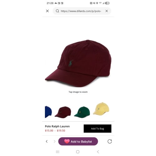 Ralph Lauren Baby Chino Ball Cap wine color