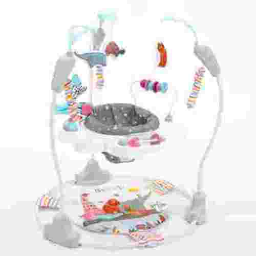 SKYSHALO Infant Entertainer, 360-Degree Rotating Play Station with Height Adjustment, Equipped with Interactive Toys, Melodies, and Lights, Compact Baby Jumper for 6+ Months