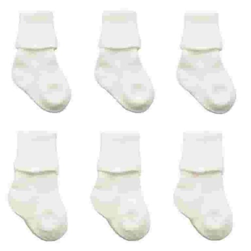 Sierra Socks Newborn Bootie Cotton Turn Cuff Socks for Baby Boy & Girls, Baby's First Socks, Seamless Turn Cuff Socks, 6 Pair Pack