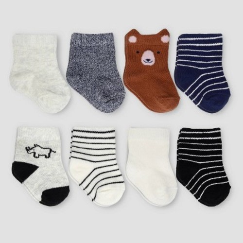 Carter's Just One You®️ Baby Boys' 8pk Crew B Bison Socks - Blue/Gray, Size: 3-12M