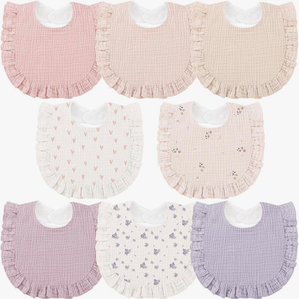 Amazon.com: Bearmoss 8 Pack Muslin Baby Bibs for Drooling and Teething, Soft Bibs for Girls, Boys, Newborn