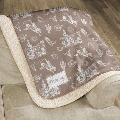 Personalized Cowboy Baby Blanket: Western Ranch Fleece Crib Blanket