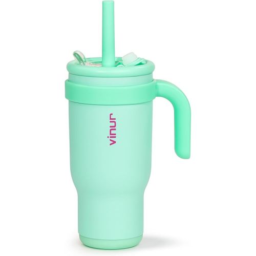 VINUR Kids Insulated Tumbler with Handle 17 oz Stainless Steel Double Wall Vacuum Water Tumbler Cup with Lid and Straw, Gifts for Girls (Teal)