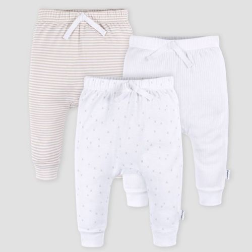 Gerber Baby 3pk Jogger Pants - White Newborn