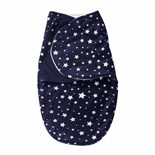 Hudson Baby Unisex Baby Plush Swaddle Wrap, Navy Star, 0-3 Months