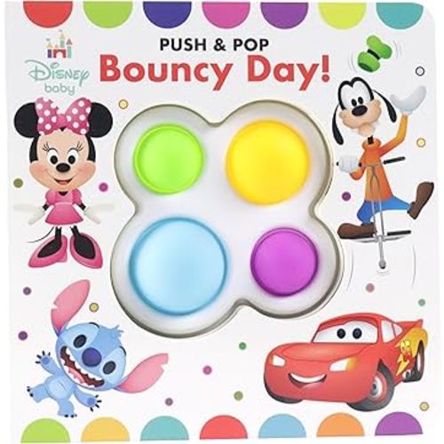 Disney Baby Mickey, Minnie Mouse, Cars, Stitch, and More! - Bouncy Day! Push & Pop - Tactile Fidget Toy Play - PI Kids