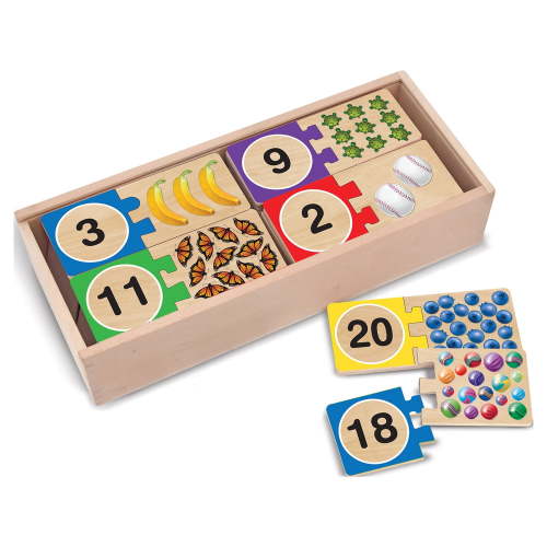 Melissa & Doug Wooden Number Puzzles Set with Storage Box