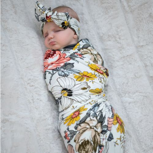 Baby Swaddle Set: Vintage Floral – Lila